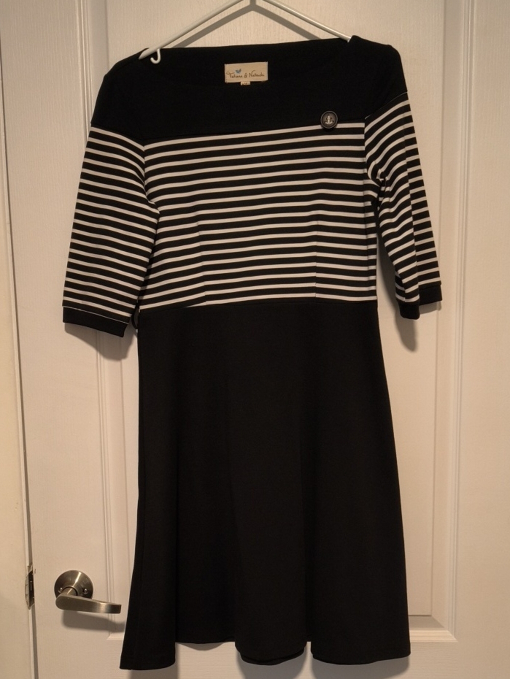 Women’s Black & White Striped Fit-and-Flare Dress